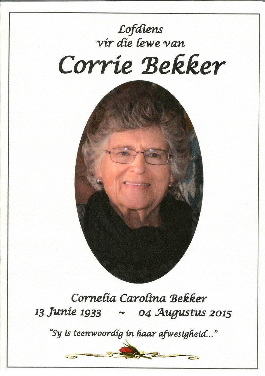 BEKKER-Cornelia-Carolina-Nn-Corrie-1933-2015-F-1
