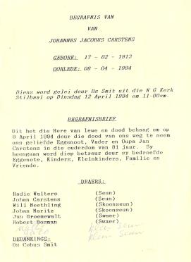 CARSTENS-Johannes-Jacobus-1913-1994-M