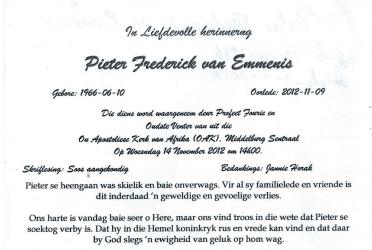 EMMENIS-VAN-Pieter-Frederick-Nn-Pieter-1966-2012-M