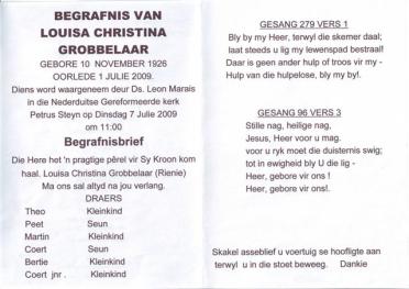 GROBBELAAR-Louisa-Christina-Nn-Rienie-1926-2009-M