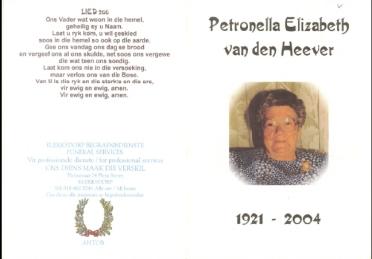 HEEVER-VAN-DEN-Petronella-Elizabeth-1921-2004-F