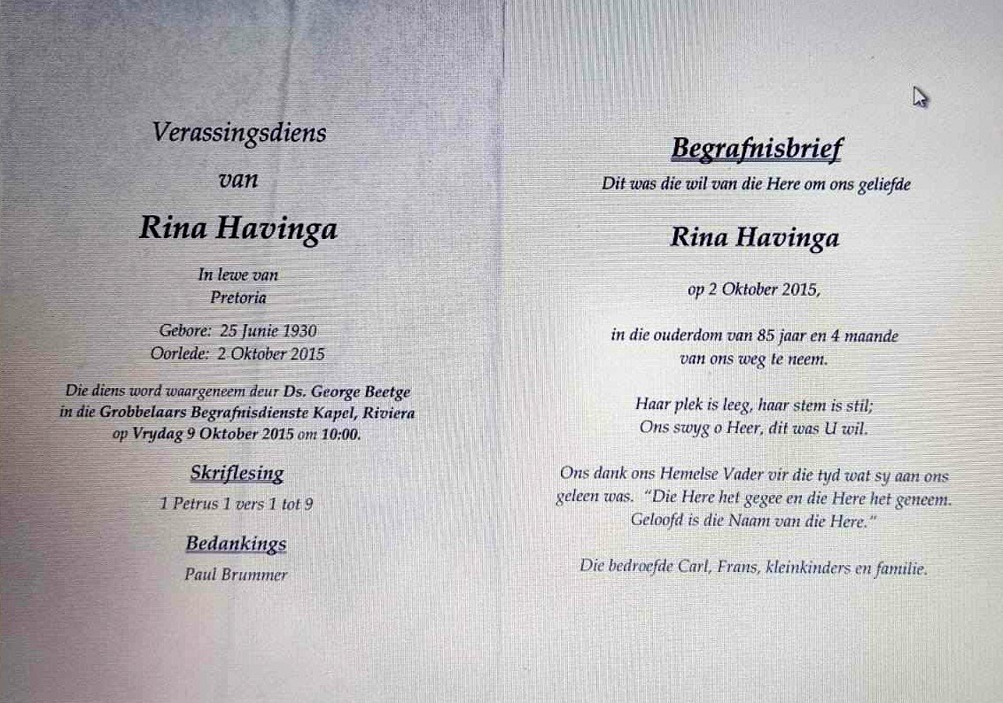 HHAAVVIINNGGAA-Rina-1930-2015-F-01