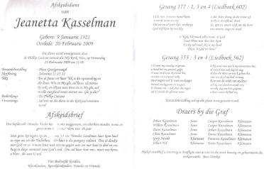 KASSELMAN-Jeanetta-Nn-Nettie-1921-2009-F