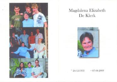 KLERK-DE-Magdalena-Elizabeth-1933-2009-F