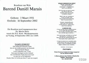 MARAIS-Barend-Daniël-Nn-Ben-1931-2002-M