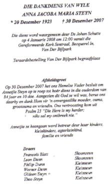 STEYN-Anna-Jacoba-Maria-Nn-Annetjie-1923-2007-F